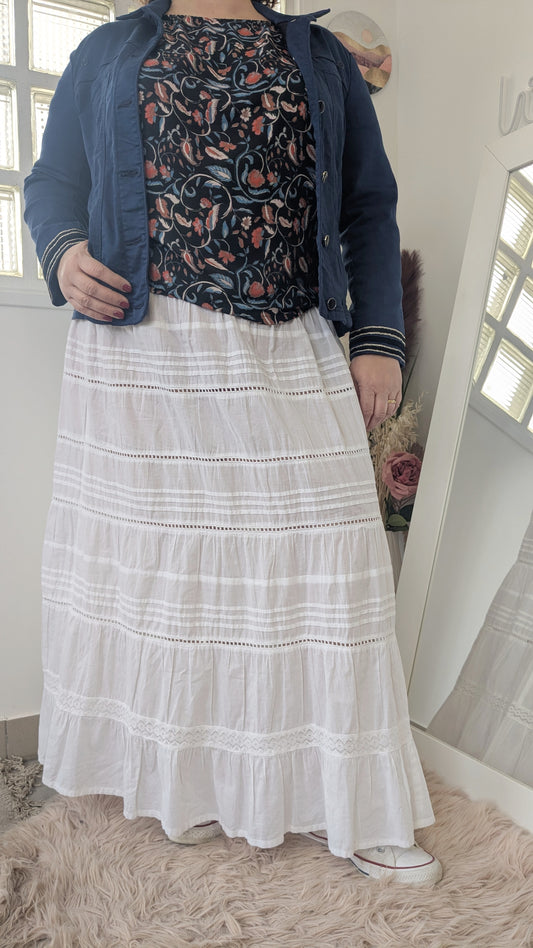 Blouse fleurie bi-matiere - Promod - 46