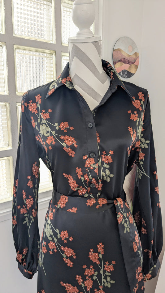 Robe longue satinée fleurie - Sora - 40