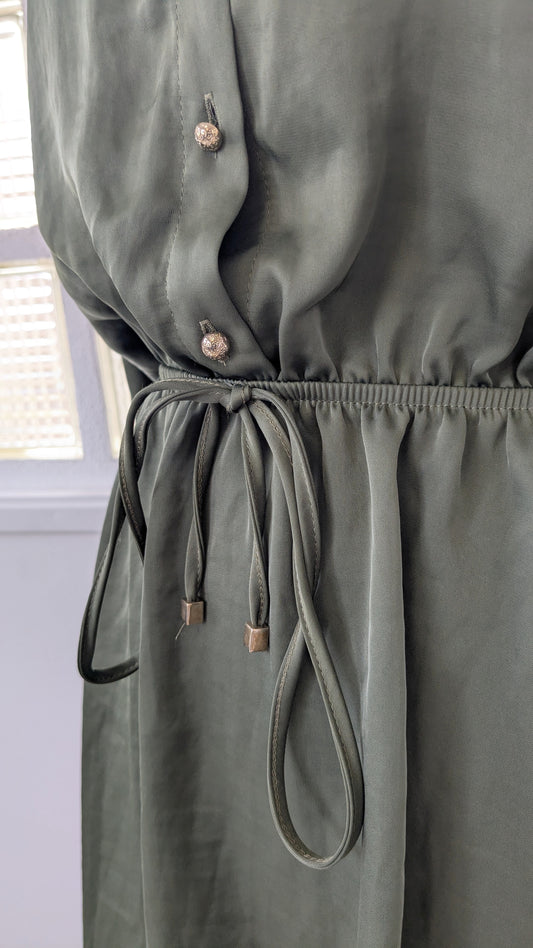 Robe kaki satinée - Zara - 38