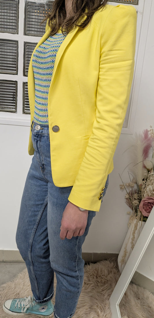 Veste blazer structuré jaune - Zara - 36