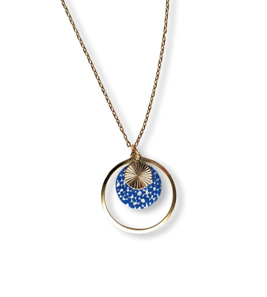 Bijoux Collier Gaïa bleu argenté - Création Jeanne et JO - TU