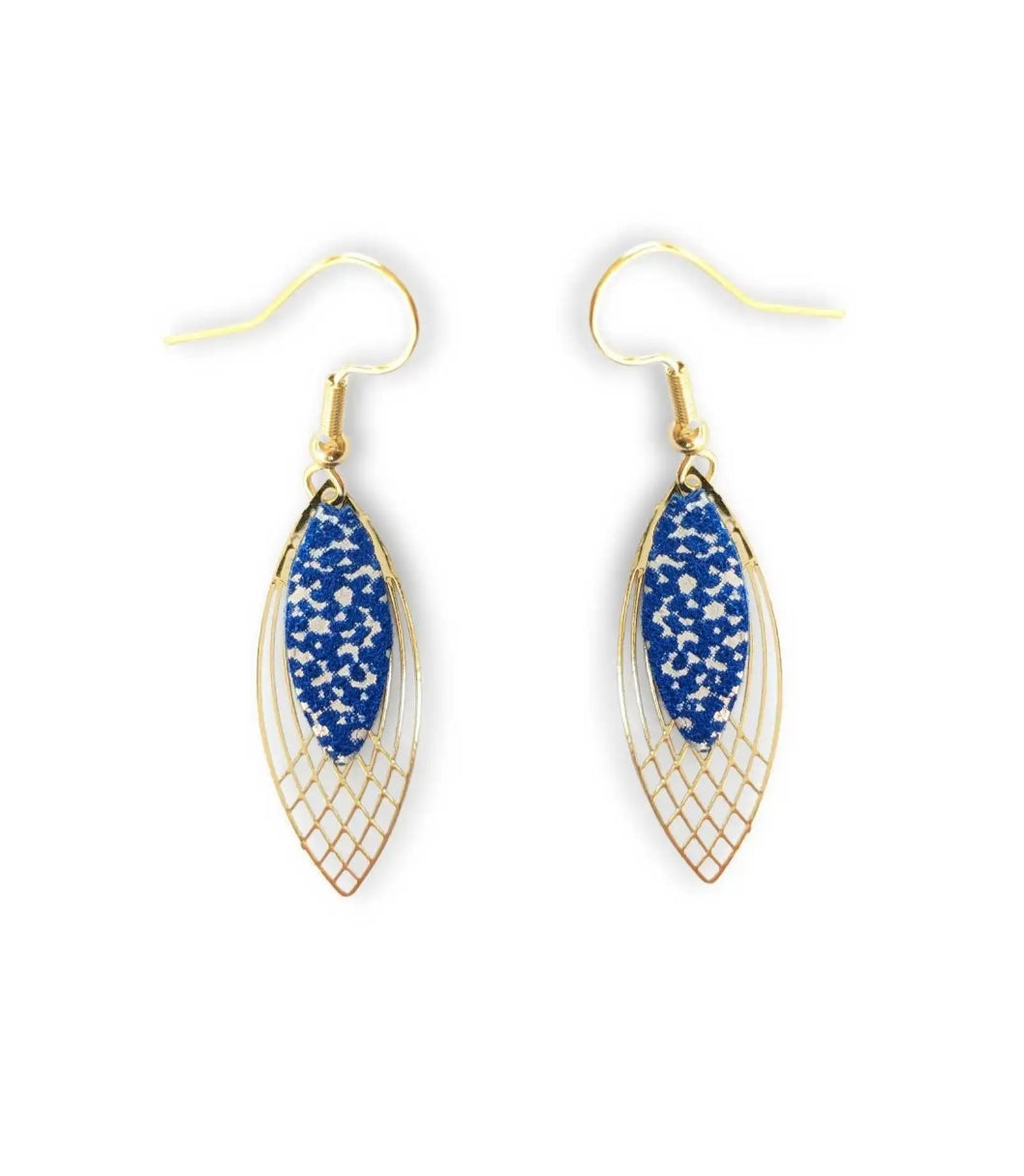 Boucles d'oreilles Rose bleu argenté - Création Jeanne et JO - TU