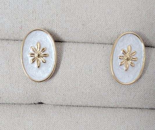 Bijoux Boucles d'oreilles soleil doré nacré - Nude Collection - TU