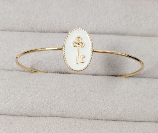 Bijoux Jonc doré clef crème - Nude Collection - TU