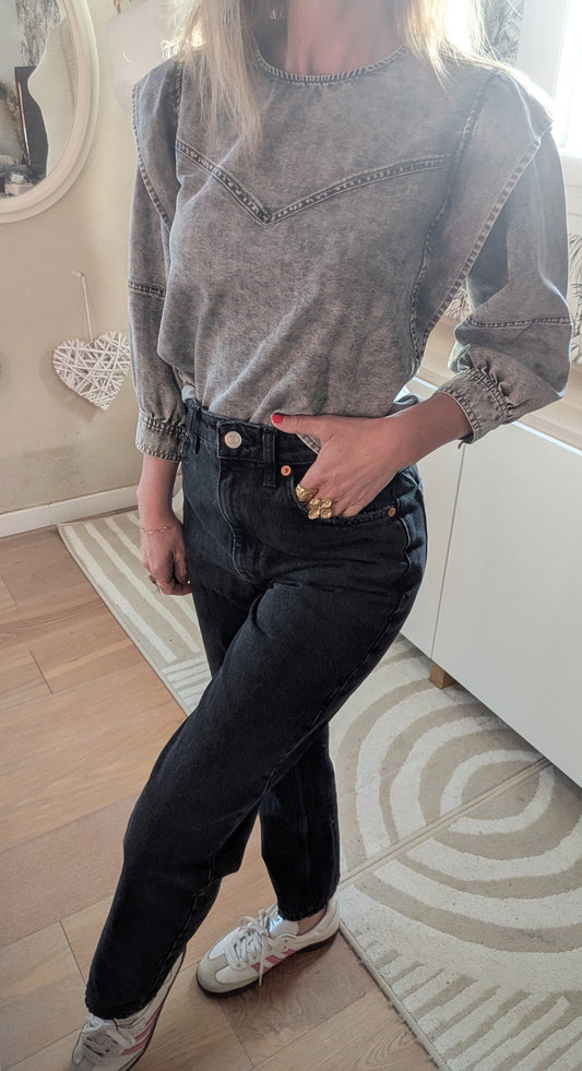 Jeans noir mom - Mango - 34