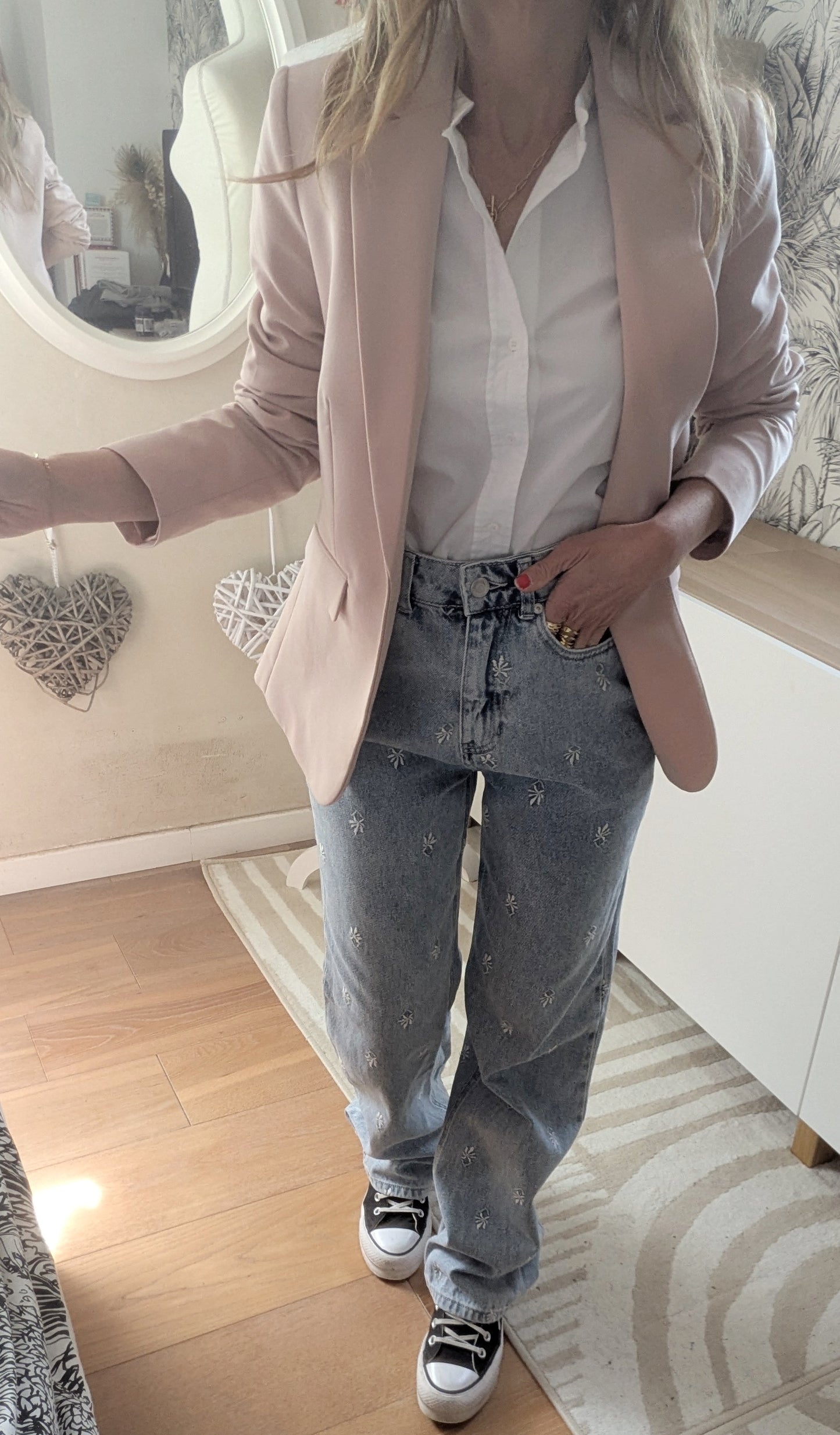 Jeans wide leg brodé - Bizbee - 34