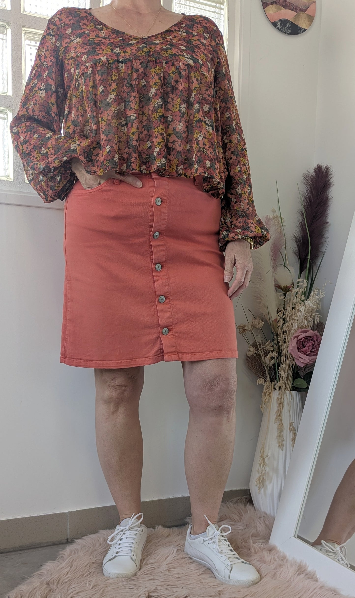 Jupe jeans terracotta - 40/42