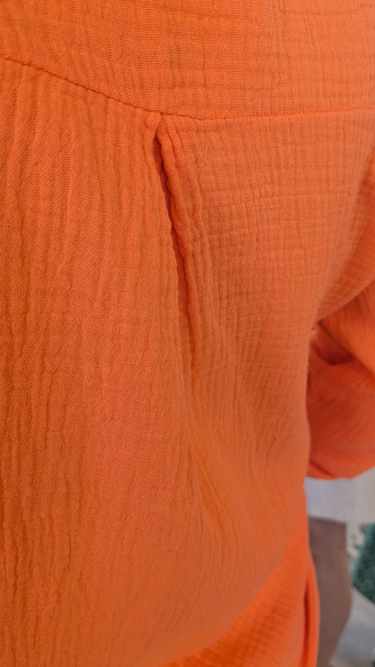 Blouse orange gaz de coton - 42