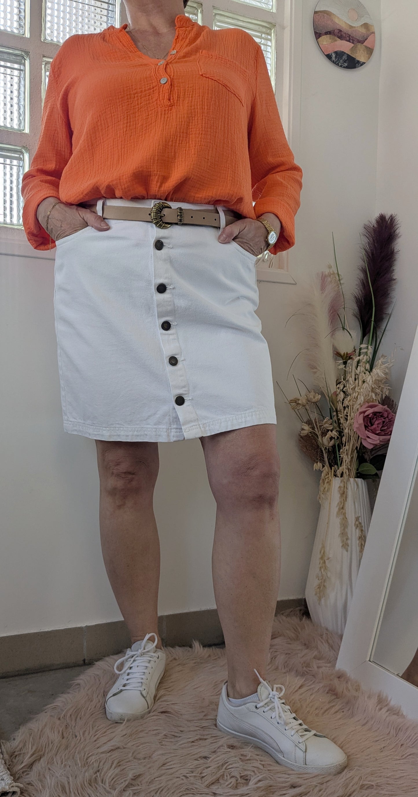 Blouse orange gaz de coton - 42