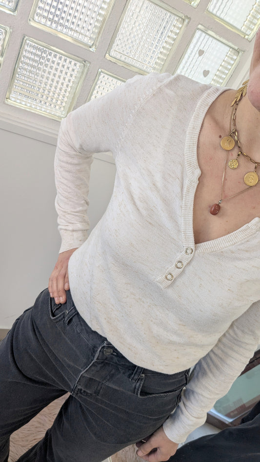 Pull fin beige doré - Camaïeu - 36