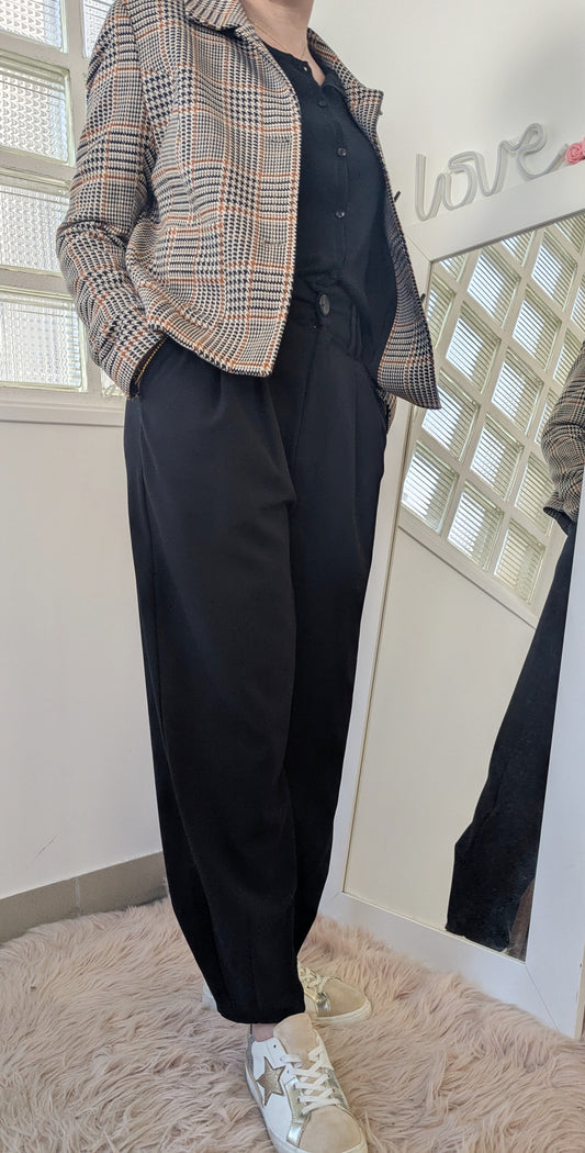 Pantalon souple noir ballon - Stradivarius - 36