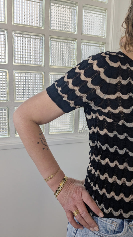 Pull crochet manches courtes - Grain de Malice - 34/36