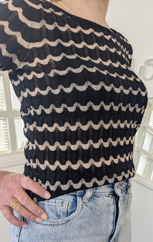 Pull crochet manches courtes - Grain de Malice - 34/36