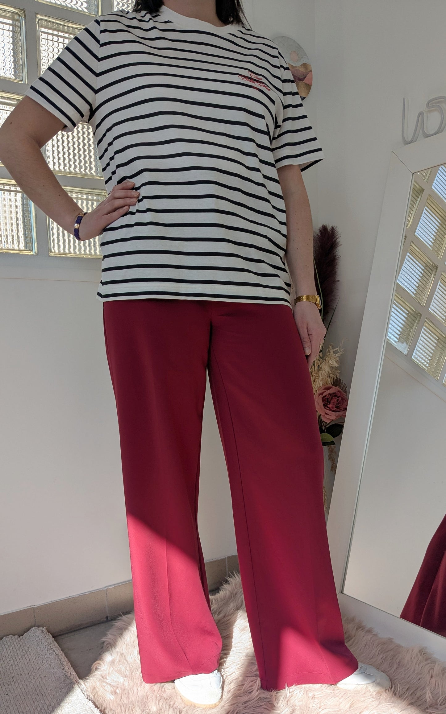 Pantalon wide bordeaux - Sora - 38/40