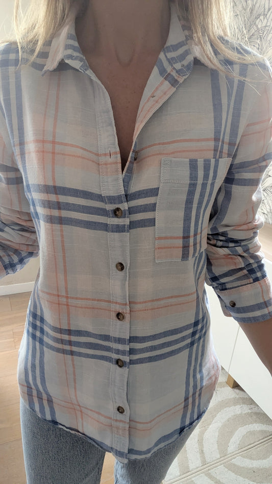 Chemise ciel carreaux - H&M - 34
