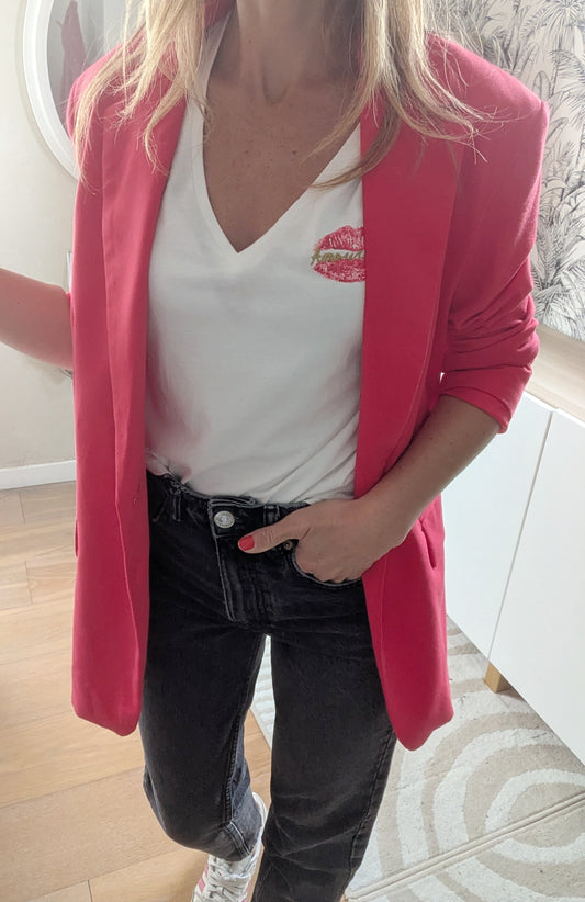 Blazer souple framboise - Stradivarius - 34/36