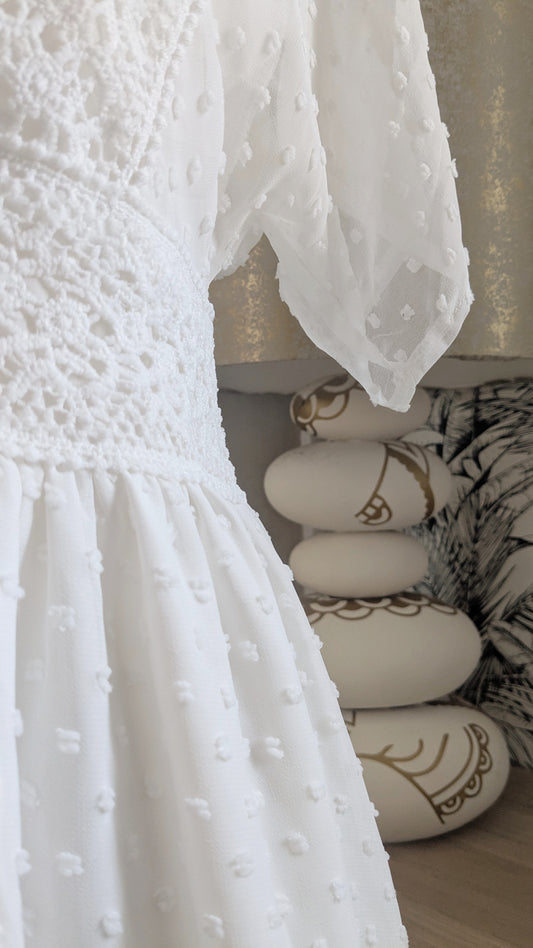 Robe blanche plumetis - Shein - 38