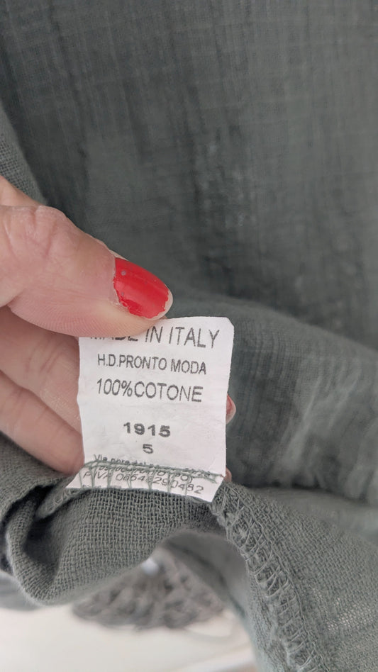 Blouse coton lin kaki - Made in Italy - TU
