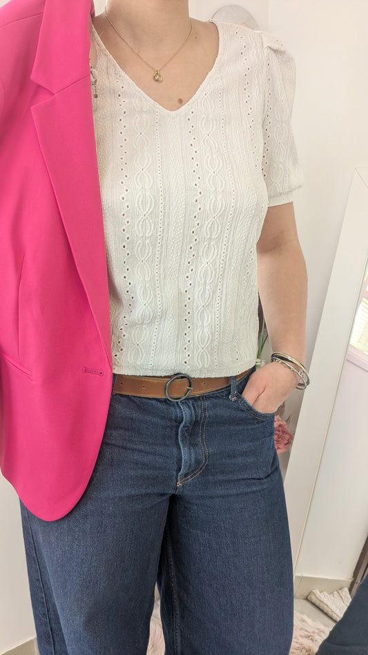 Blouse smokée broderies - Cache-cache - 40