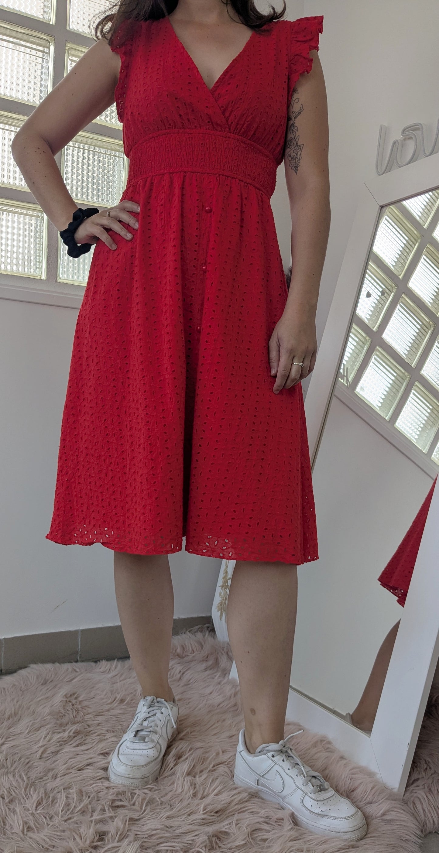 Robe rouge broderies anglaises - Shein - 36/38
