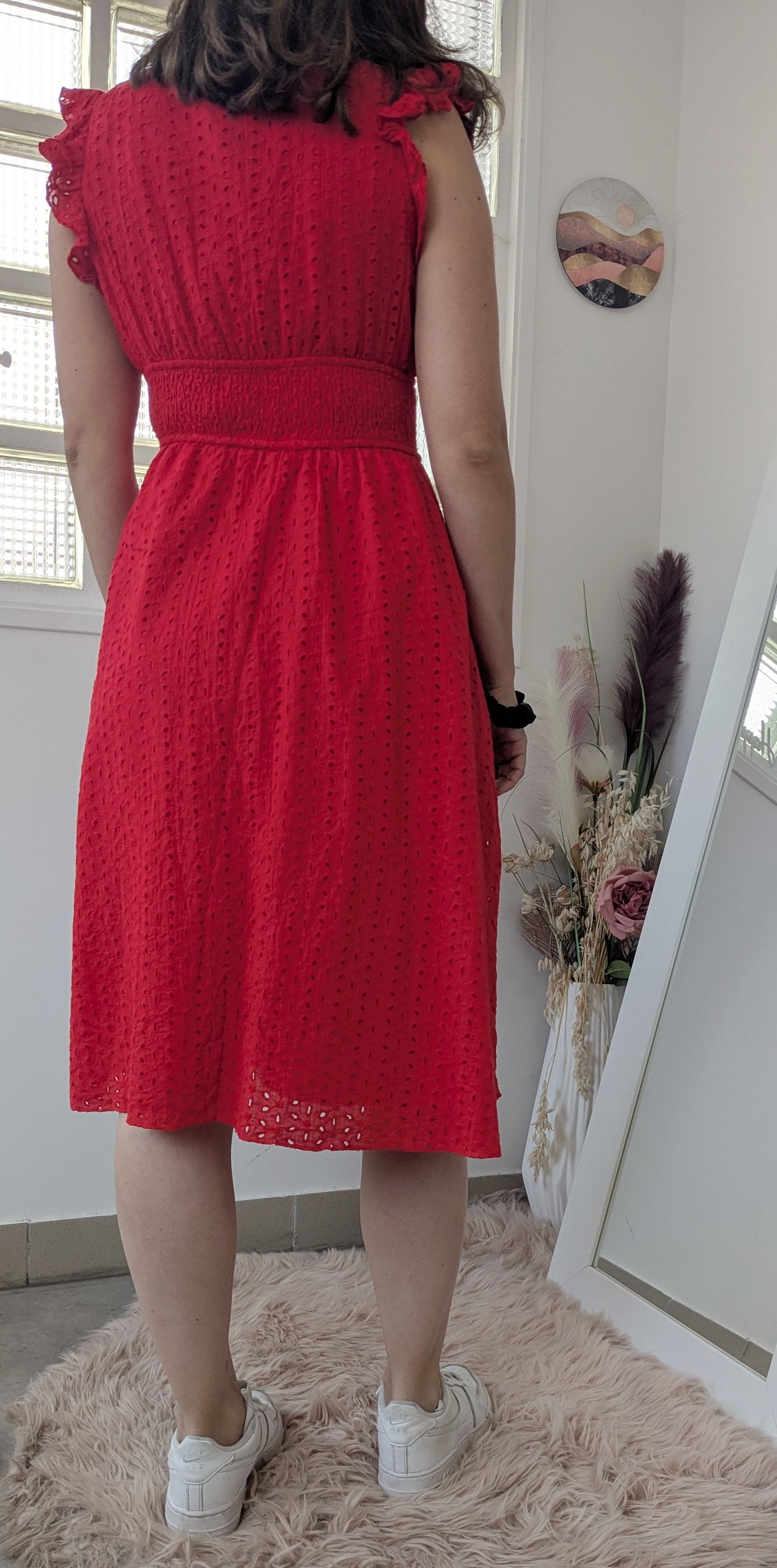 Robe rouge broderies anglaises - Shein - 36/38