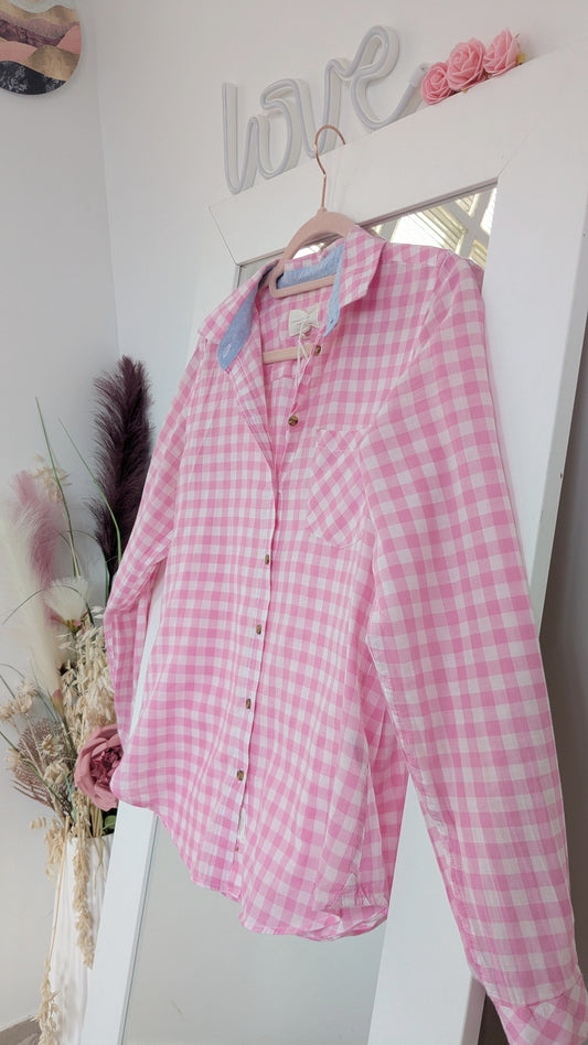 Chemise cintrée rose carreaux - Springfield - 36