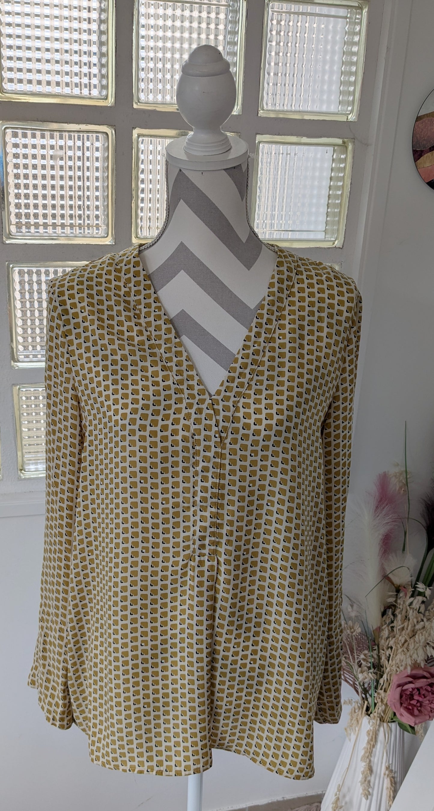 Blouse géométrique moutarde - Promod - 40