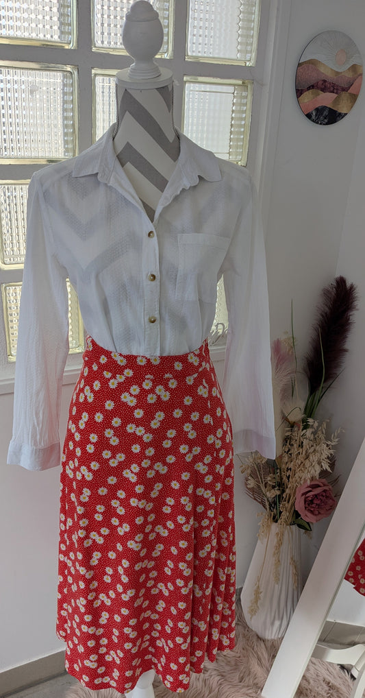 Jupe longue midi marguerites - Camaïeu - 38