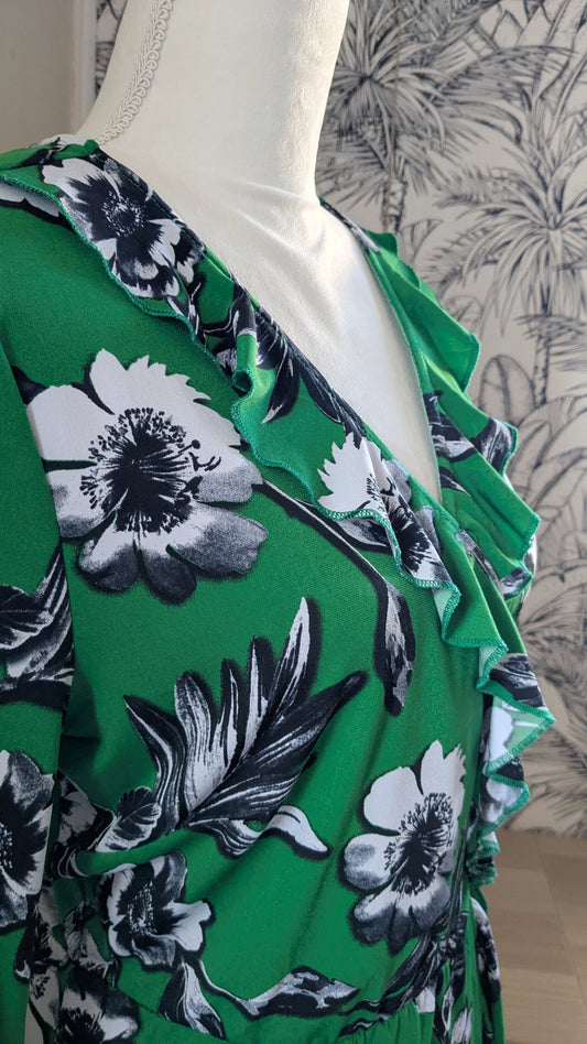 Robe verte fleurie - Body Flirt - 40/42