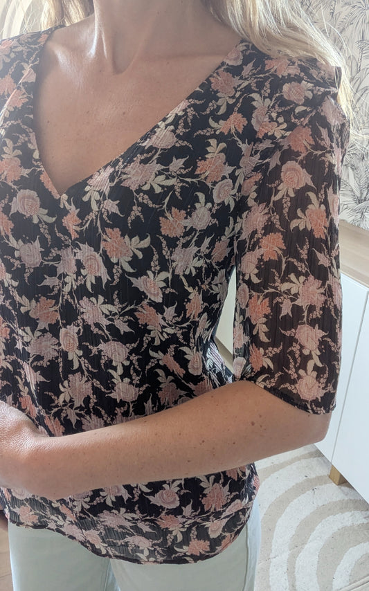 Blouse fleurie irisée - Nafnaf - 36