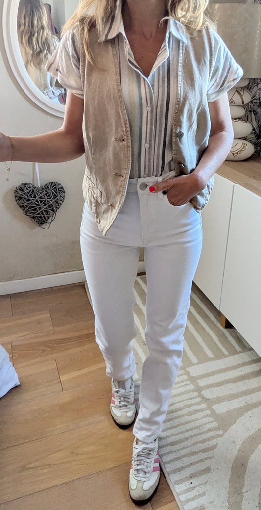 Jeans blanc droit - Zara - 32