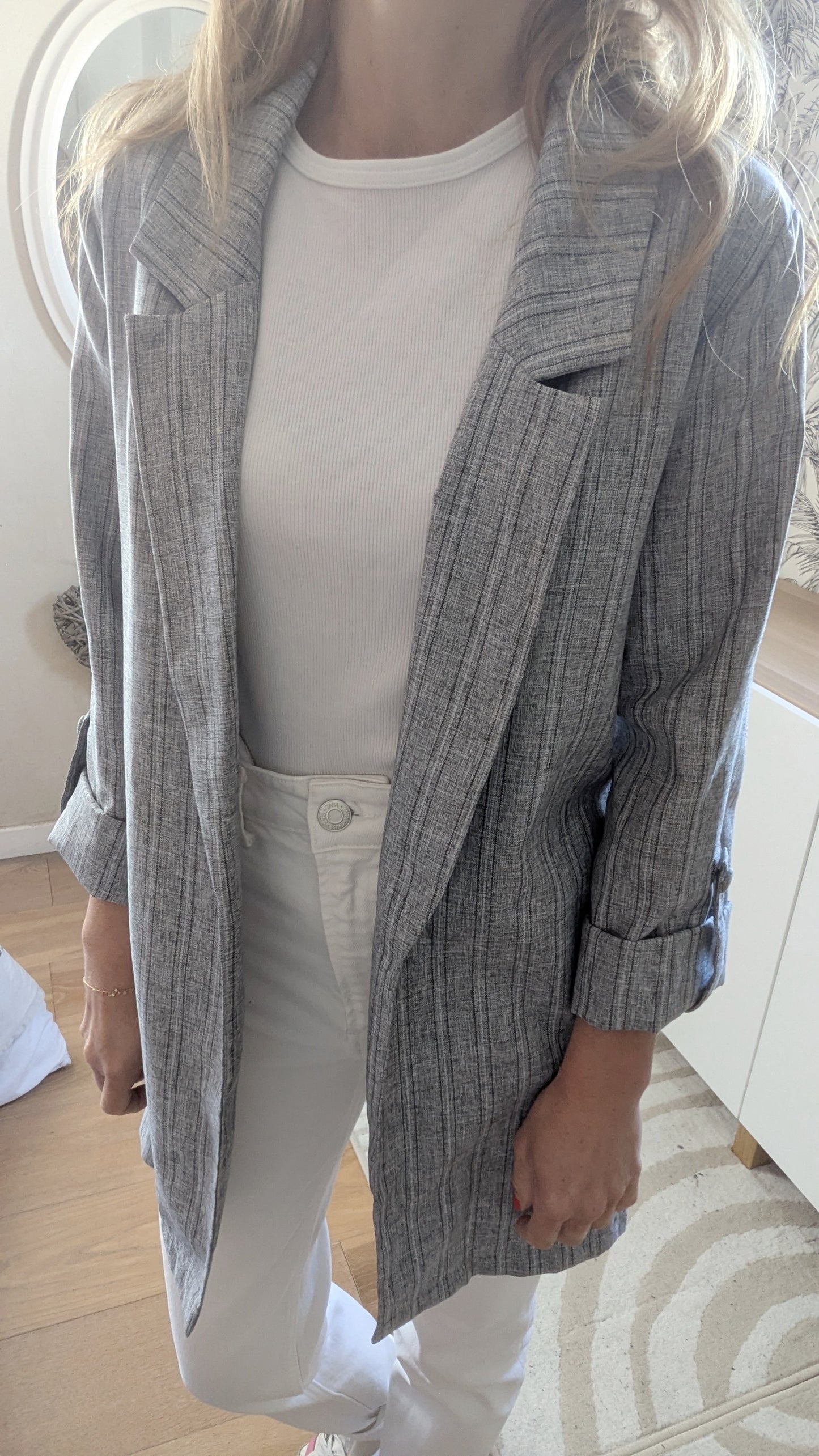 Blazer souple rayé - Stradivarius - 34/36