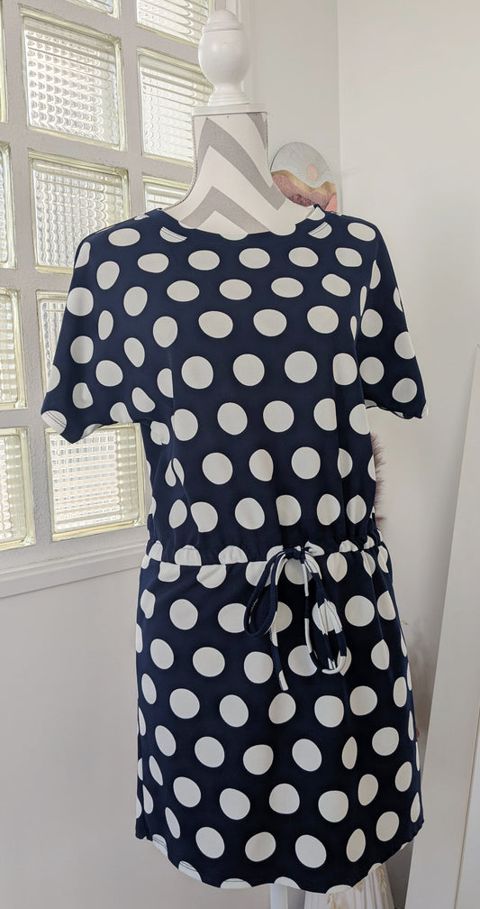 Robe à pois marine - New Collection - 38