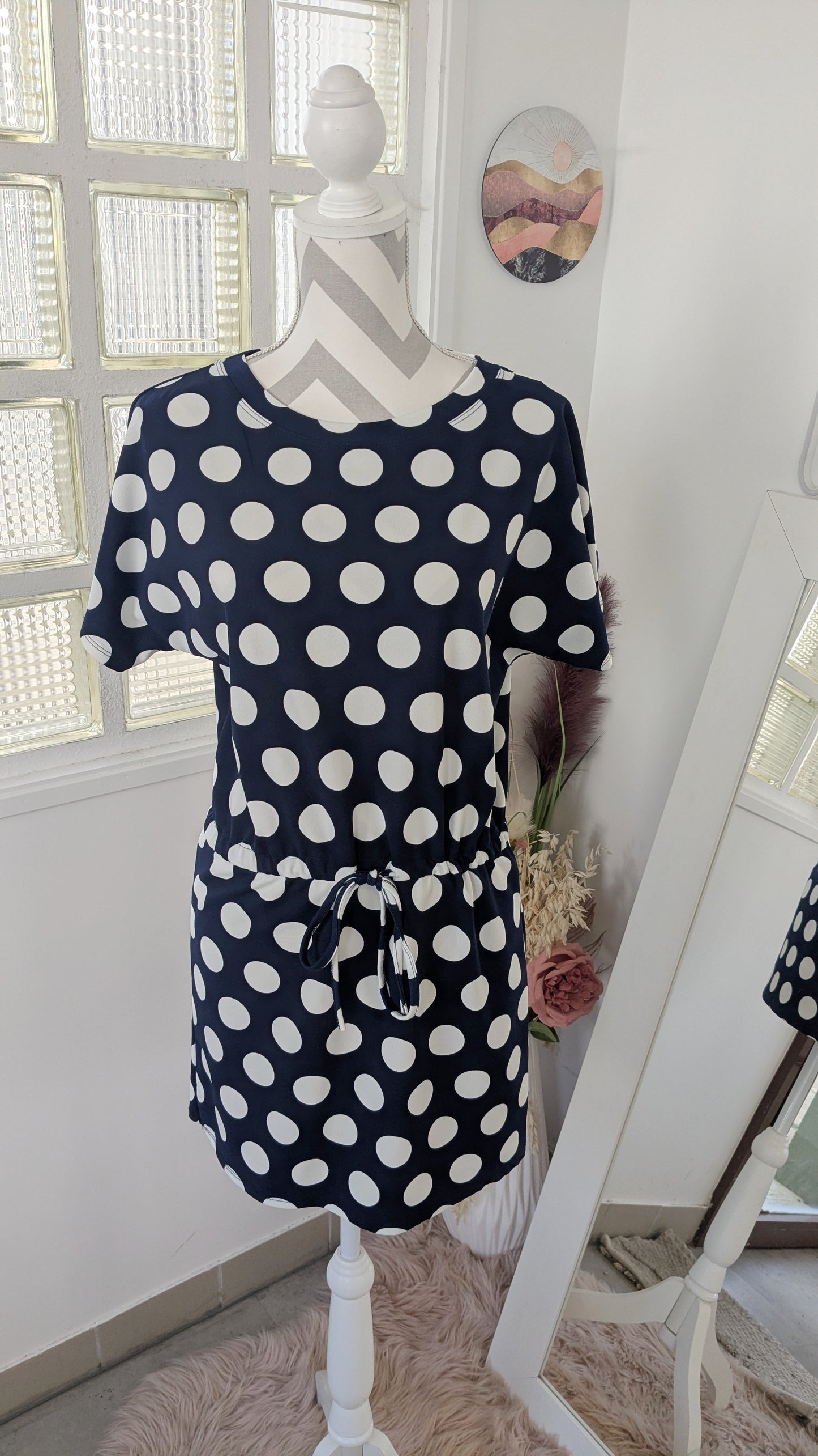Robe à pois marine - New Collection - 38