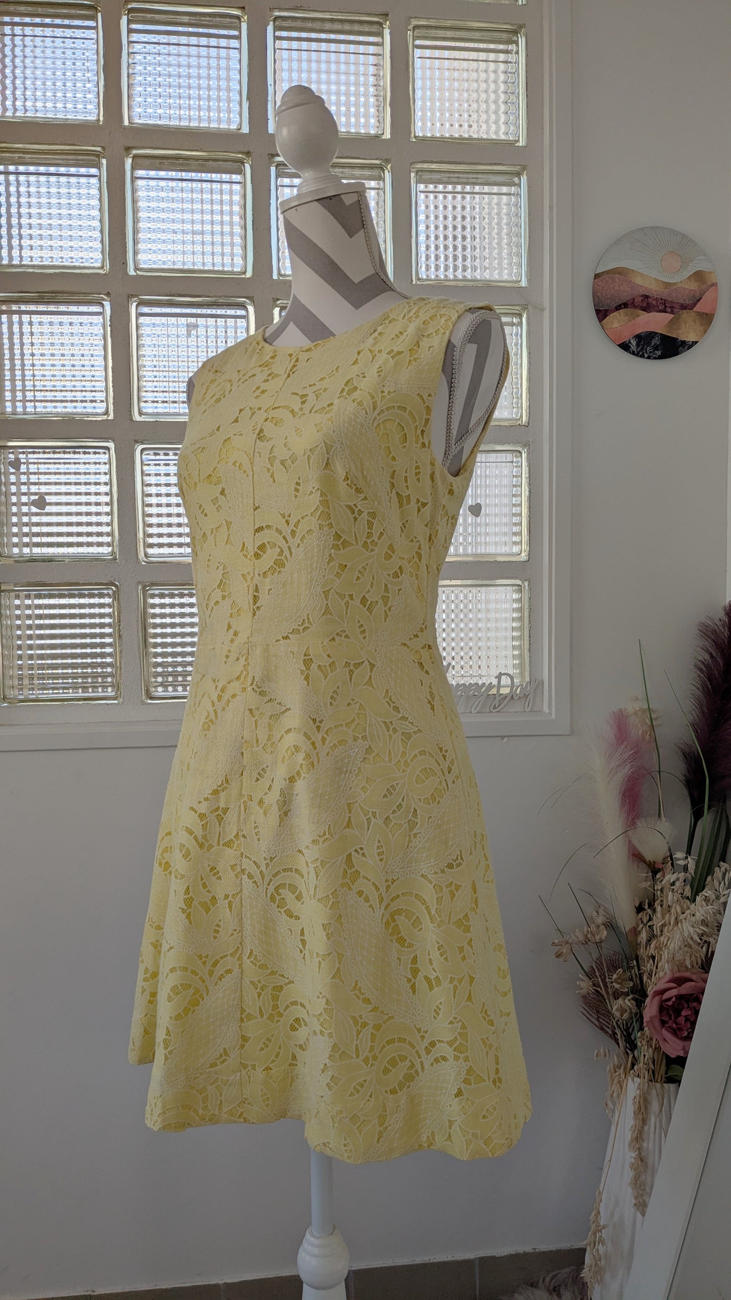 Robe jaune dentelle - H&M - 40