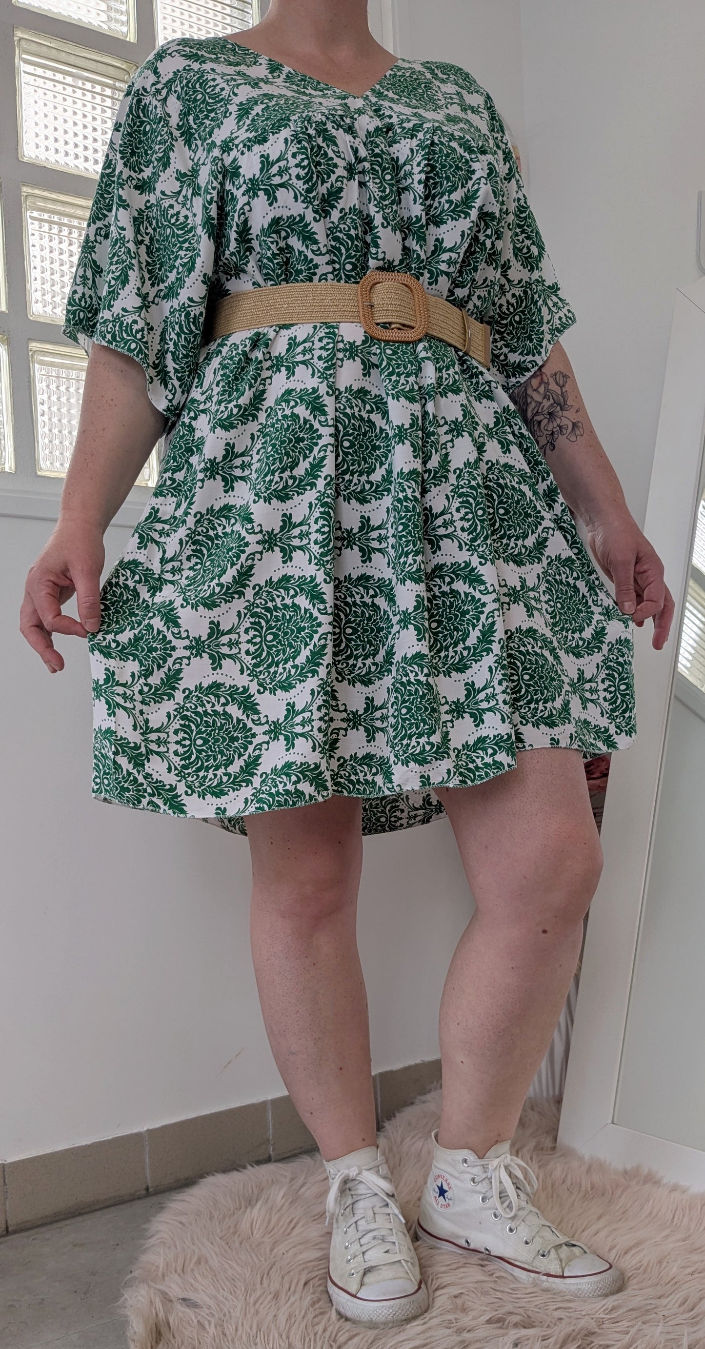 Robe fleurie verte bohème - Made in Italy - TU