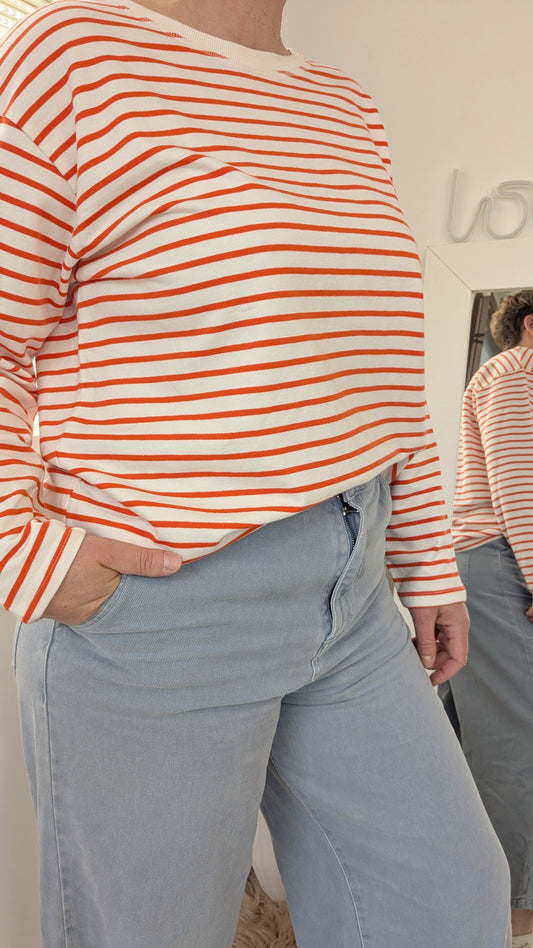 Sweat marinière orange - Tex - 42+