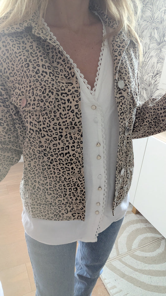 Veste en jeans léopard - H&M - 34