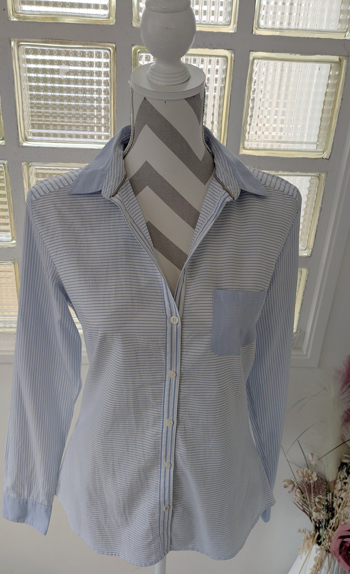 Chemise rayée ciel - Mango - 40