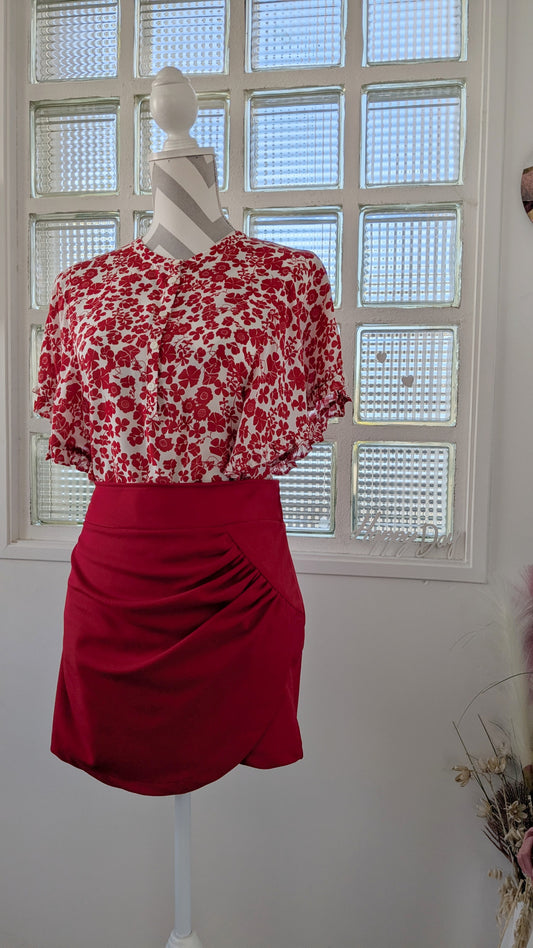 Jupe rouge courte drapée - Cherry Koko - 38