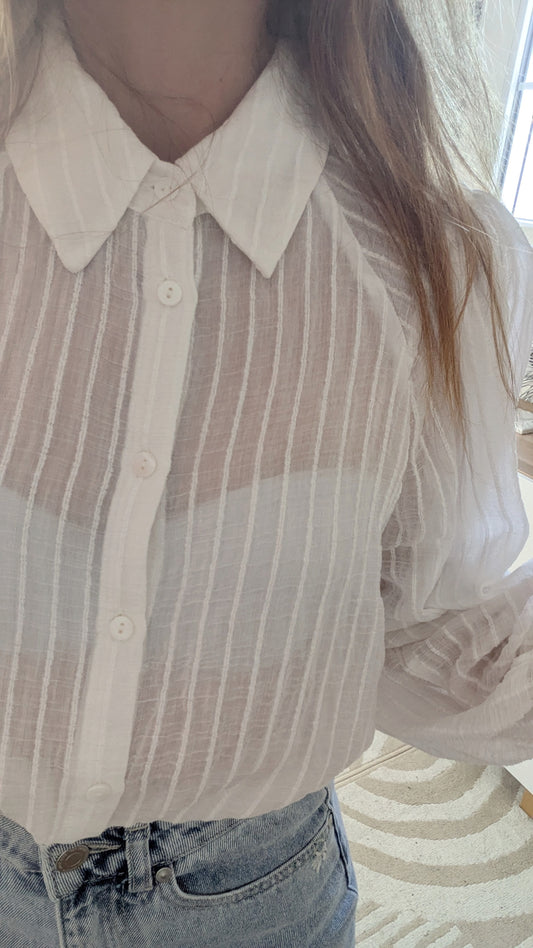 Blouse chemise rayée voile - Mango - 34