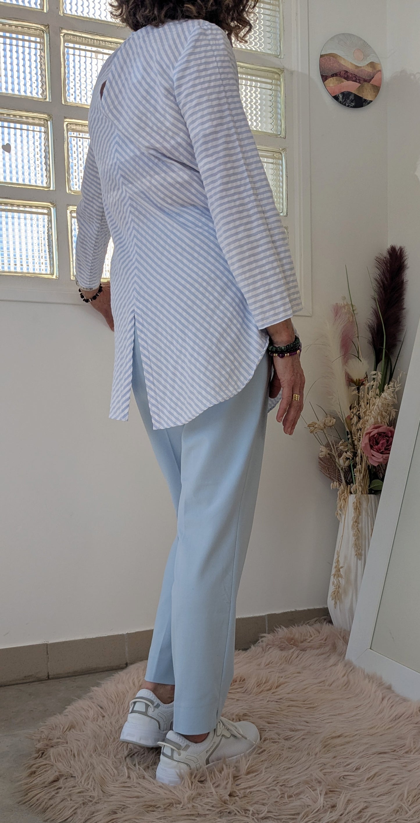 Blouse tunique rayée ciel - Zara - 34