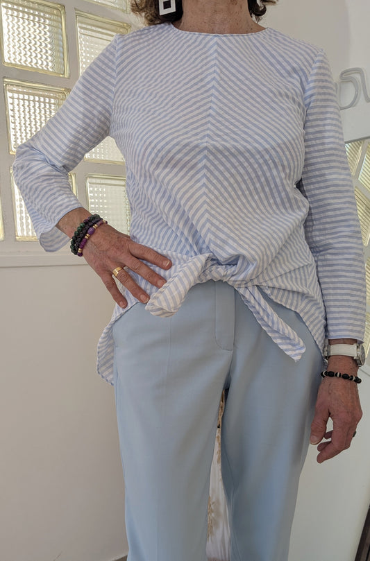 Blouse tunique rayée ciel - Zara - 34