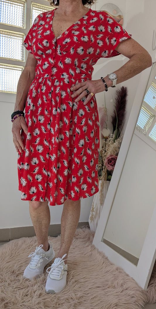 Robe cintrée rouge corail - Promod - 34