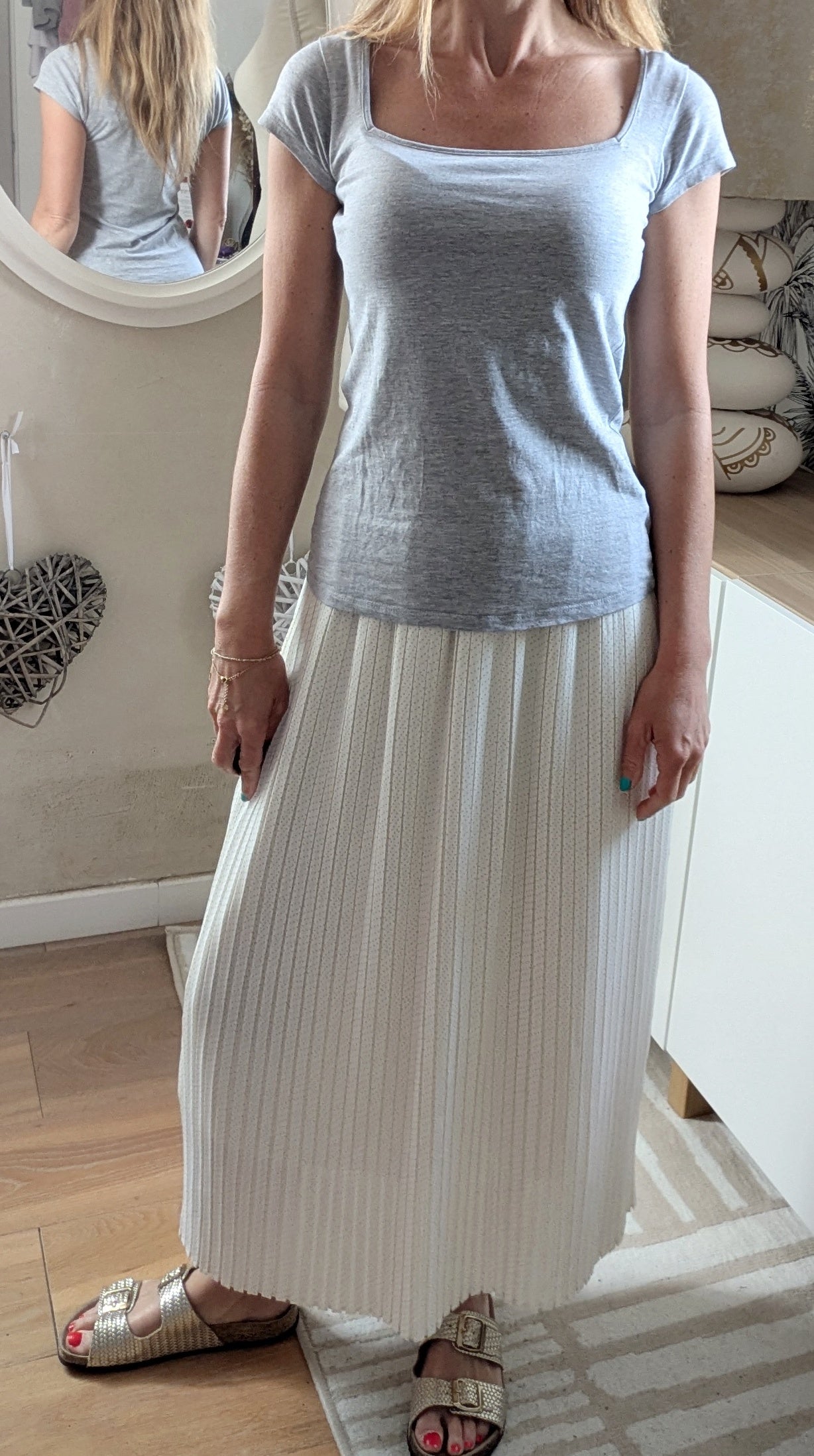 Jupe longue plissée crème - 34