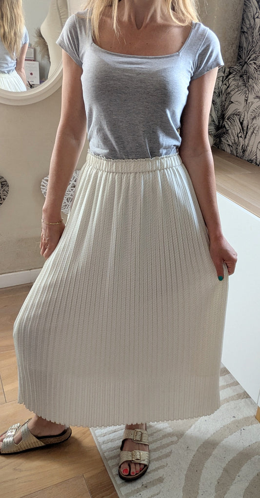 Jupe longue plissée crème - 34