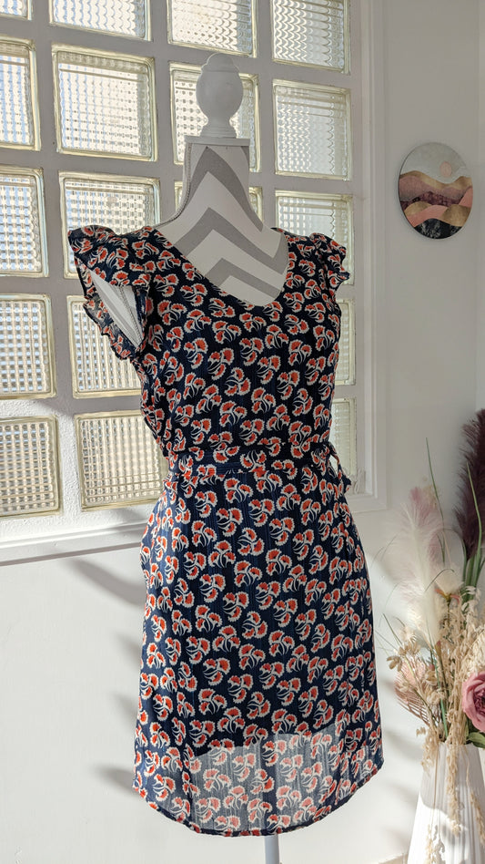 Robe fleurie marine - By one - 36/38