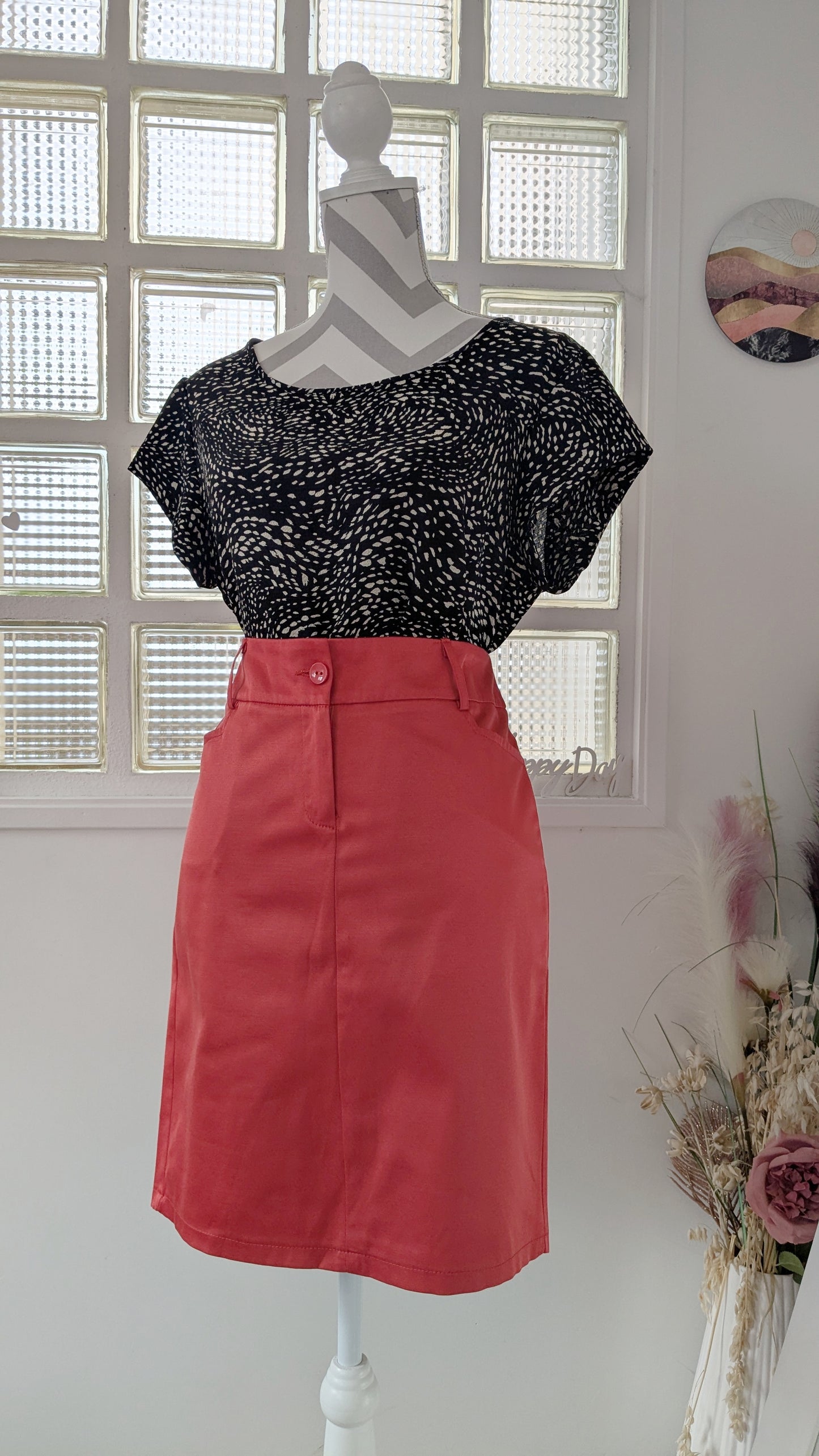Jupe droite corail - 40