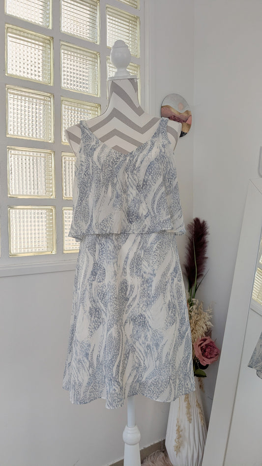 Robe volants bleu blanc crème - Vila - 38