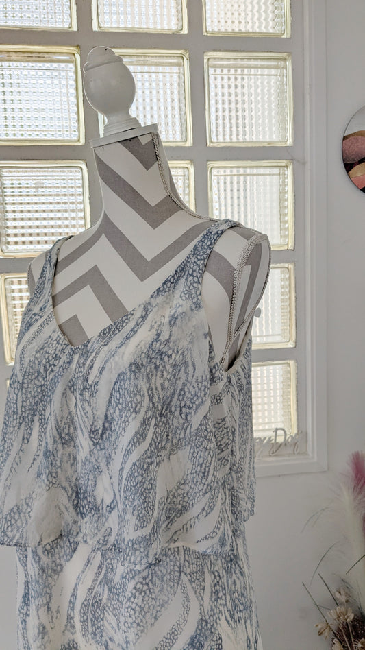 Robe volants bleu blanc crème - Vila - 38